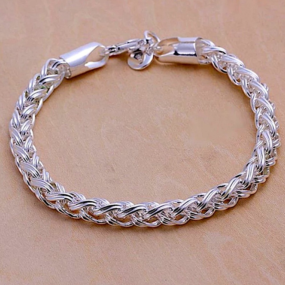 Braided Sterling Silver Matching Necklace Bracelet Set - Picture 3 of 5